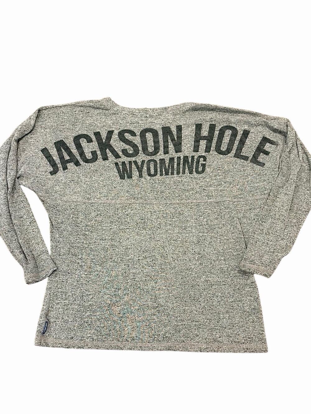 Jackson Hole Wyoming Women’s Loose Long Sleeve Top Size Medium Gray